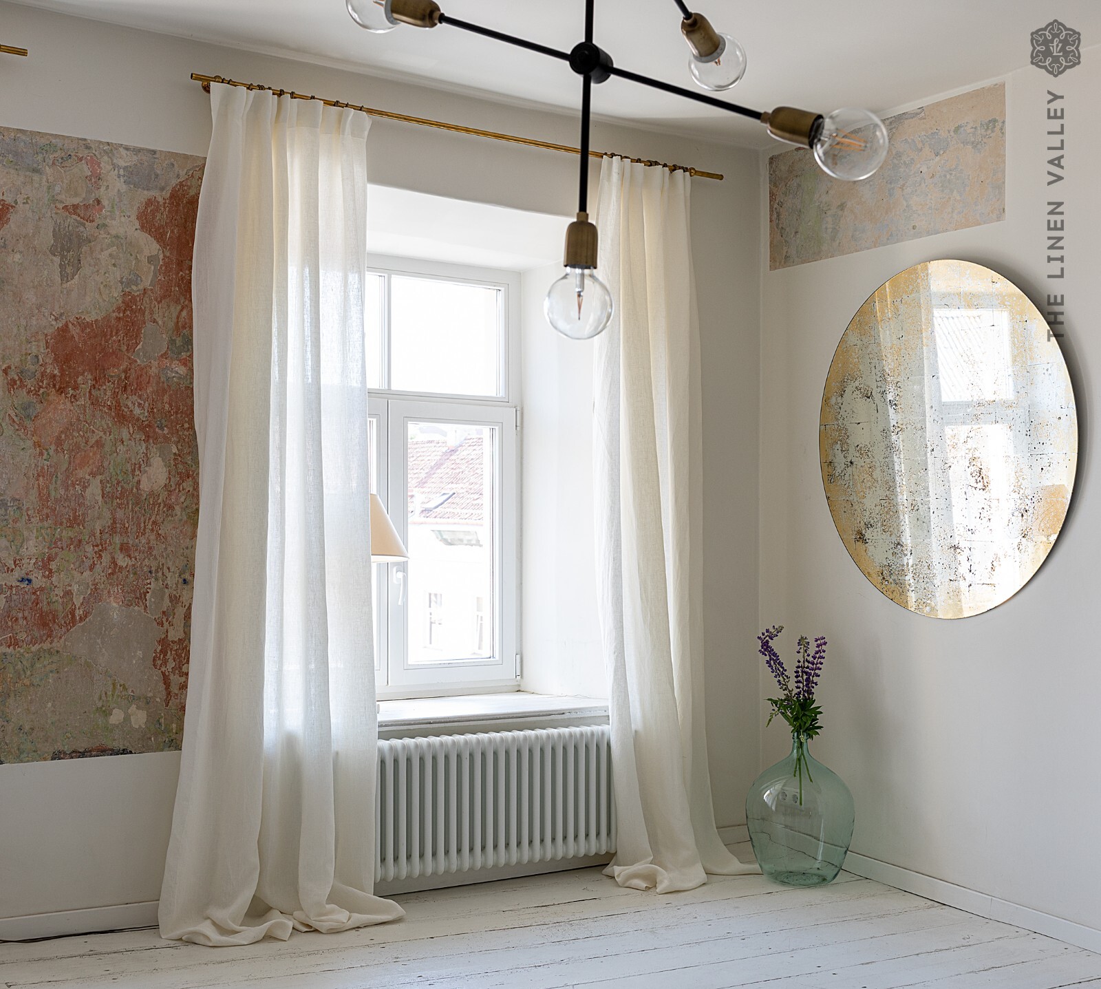 Off White Linen Curtain with Multifunctional Tape – Ivory White Linen