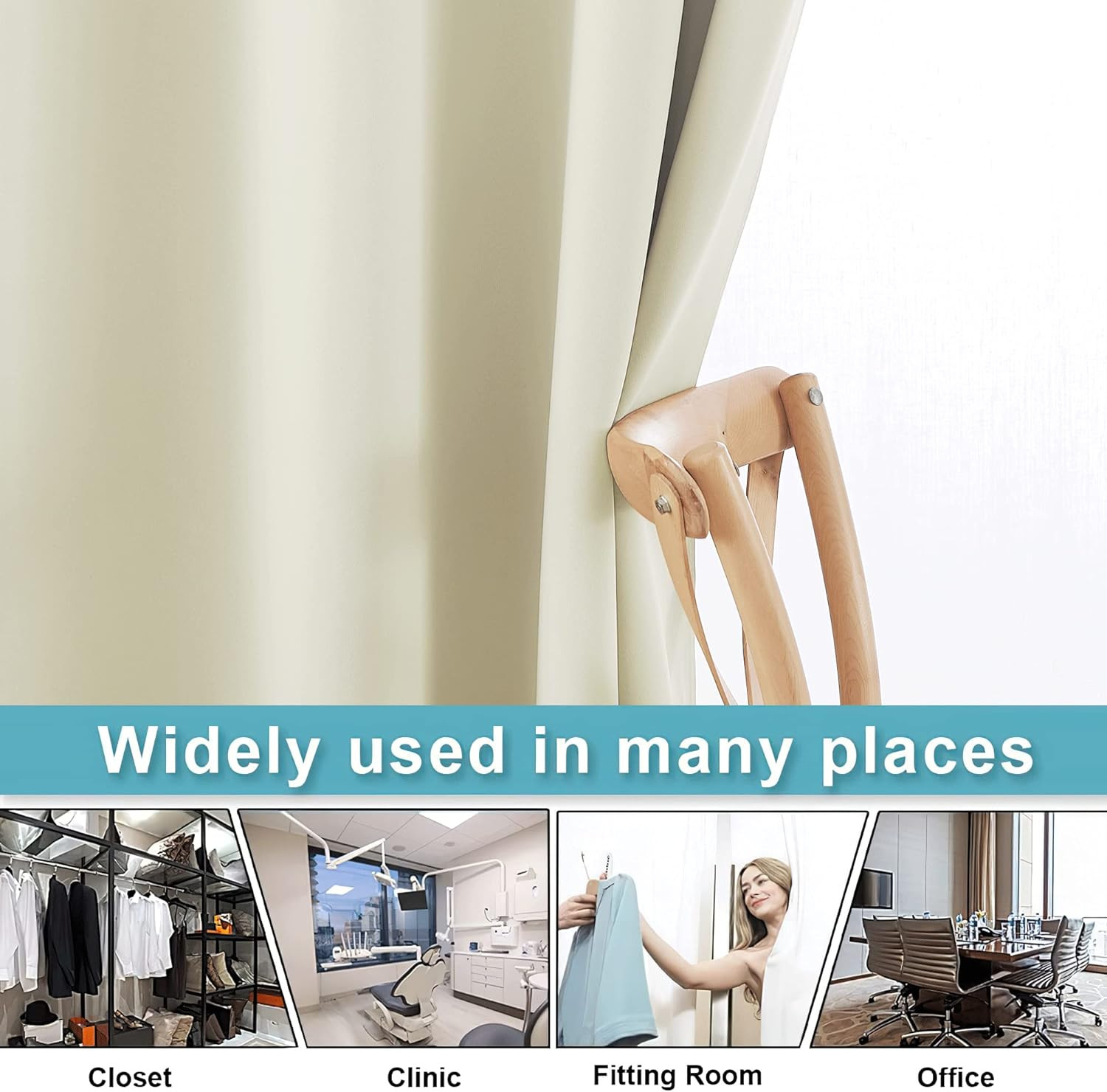 Light Beige Blackout Divider Curtains, Noise Reducing, 120×108 Inch Panel