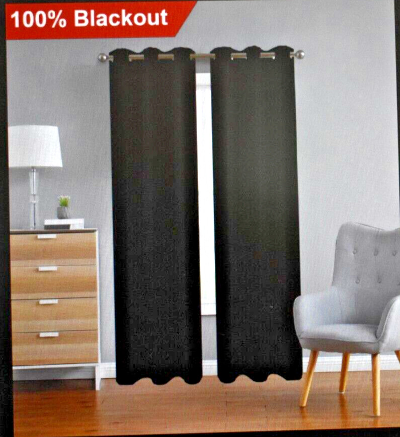 Crest Mills 2-Ply Blackout Curtains Thermal Insulated Grommet 2 Panel 37″ x 84″
