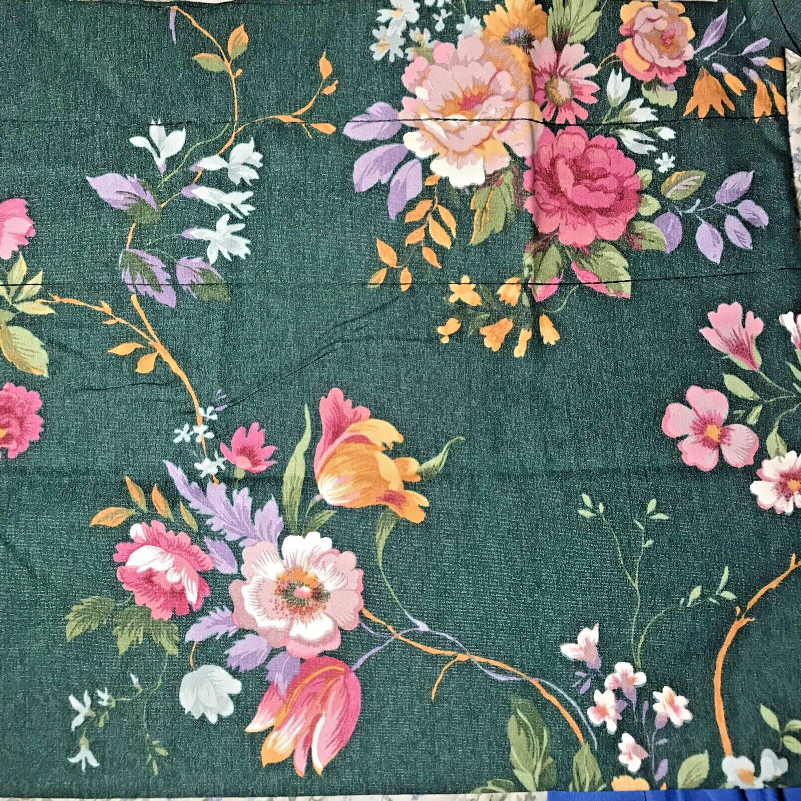 3 Adrian Foamback Lined Balloon Window Valances Hunter Green Floral Curtains