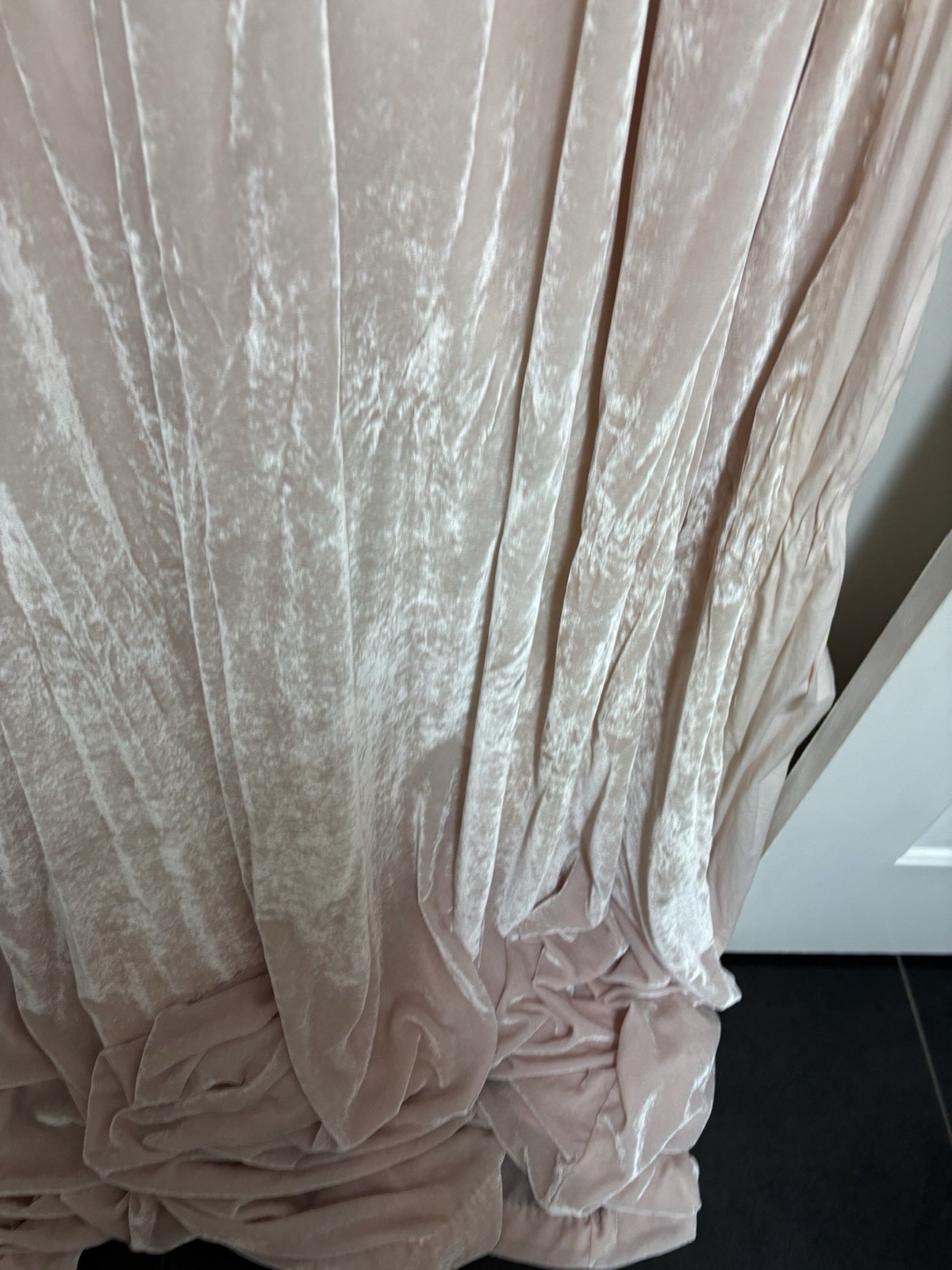 Set/2 Pottery Barn Teen 44×84” Shimmer Velvet Tie Top Drapes Blush Pink