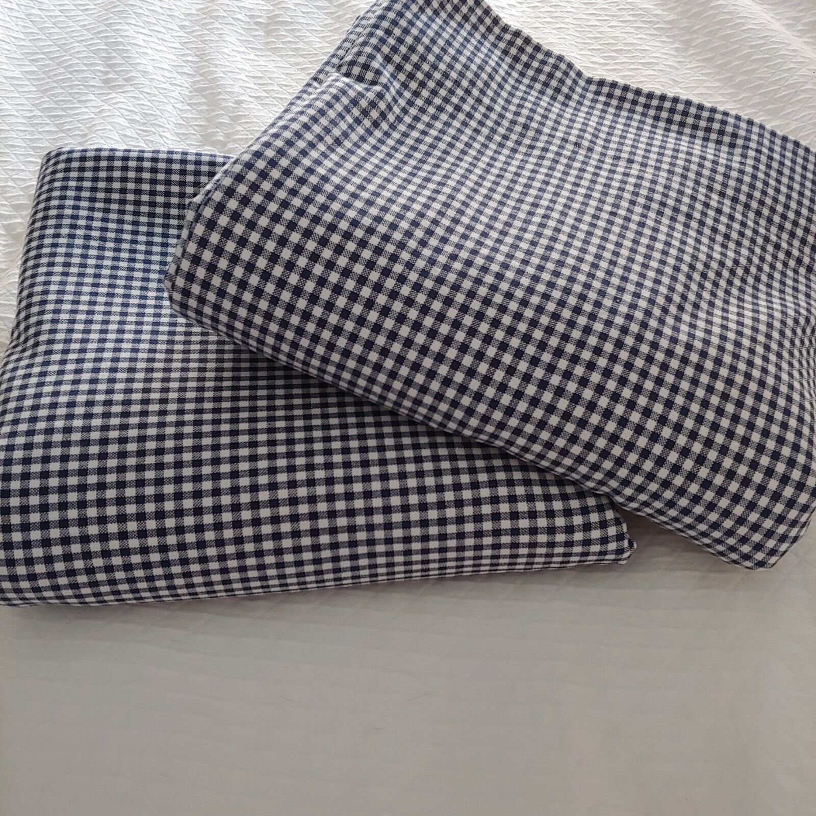 Pottery Barn Gingham Chambray Drapes Set 2 Blue 44x 84 Curtains Pair Kids New🦩
