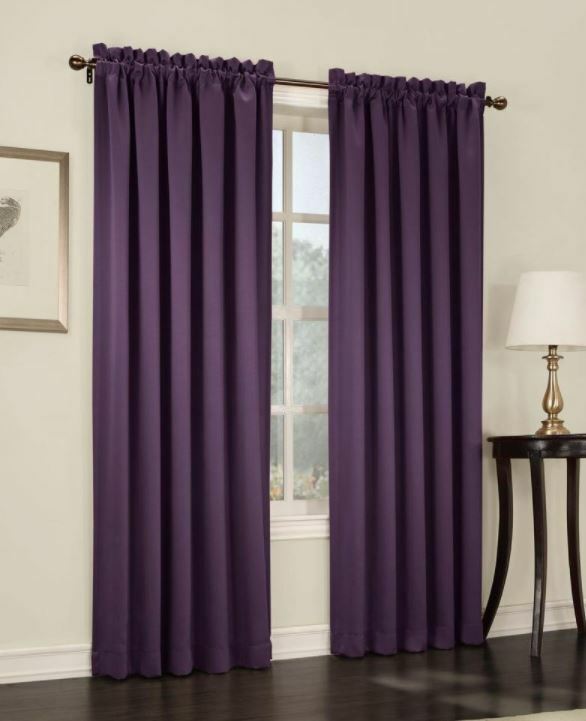 Sun Zero Rod Pocket Room Darkening Curtain Panel in Plum, 54 in. W x 95 in.