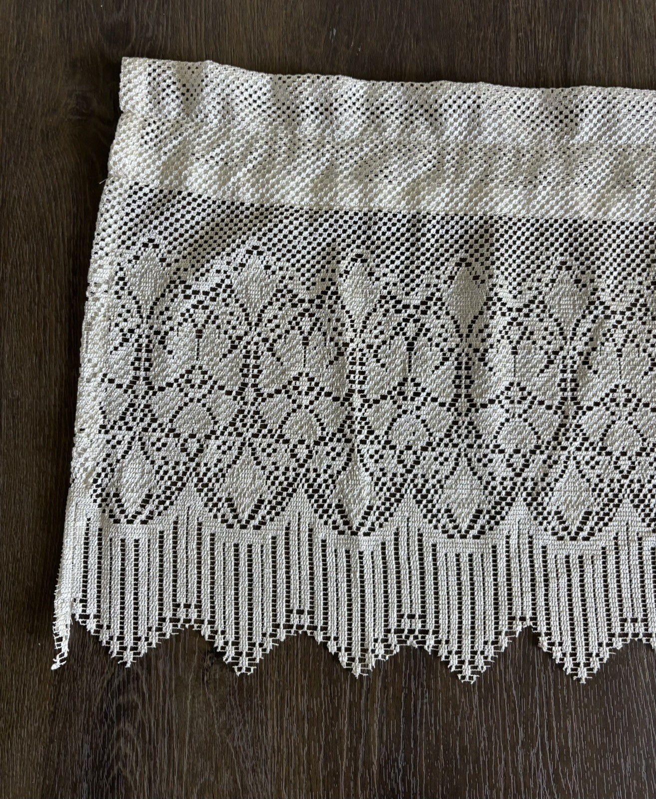 Crochet Floral Lace Window Curtain Valance Cottage Granny Rustic Rod Pocket