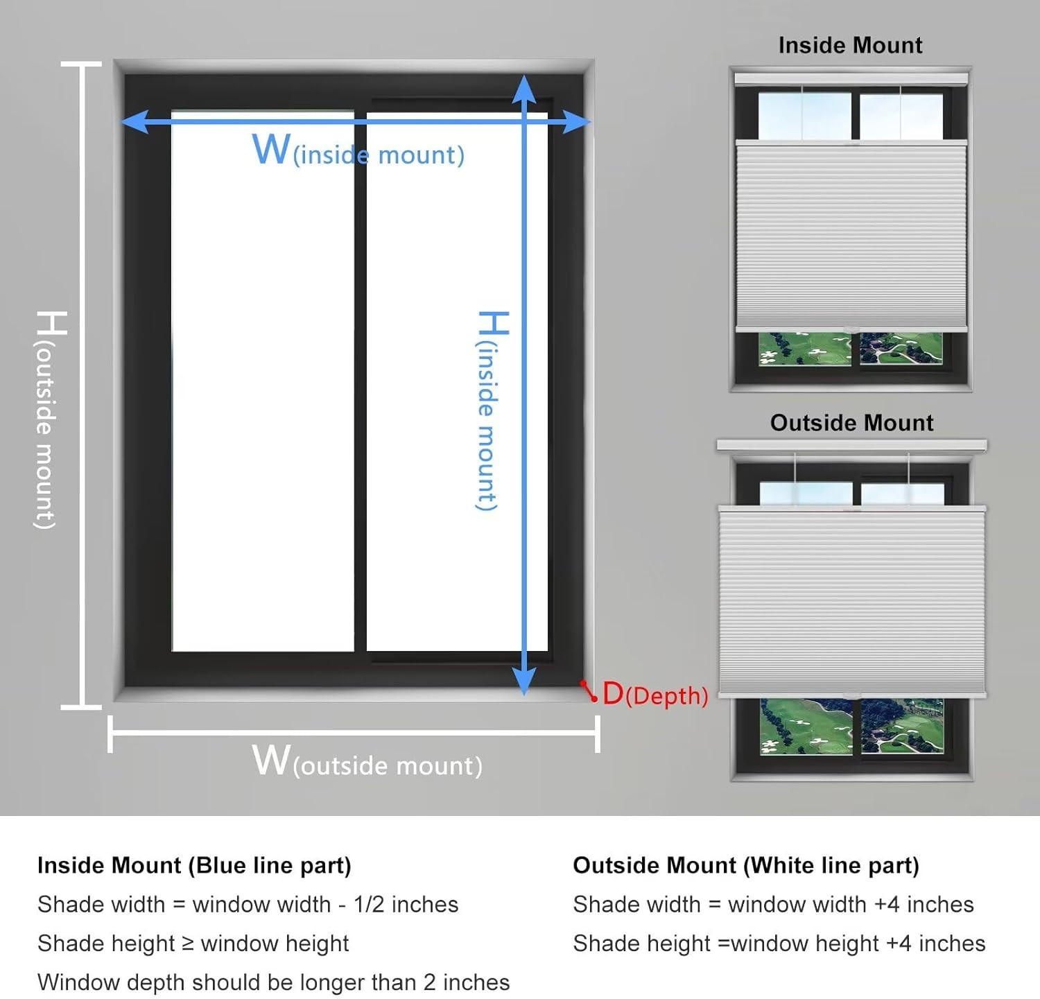 Cordless Blackout Cellular Shades, Top Down Bottom Up, 44″x72″, White