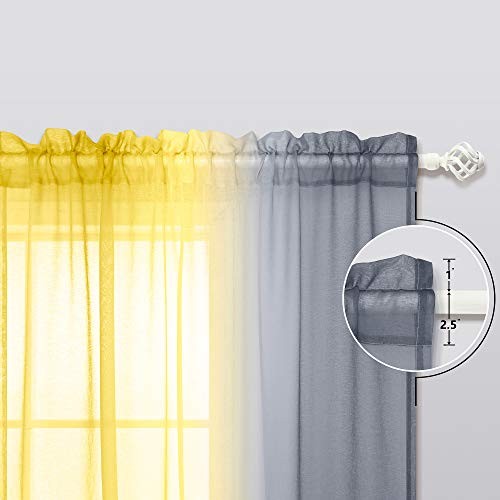 Kitchen Curtains Grey and Lemon Yellow Summer Decor Ombre 50×45 Yellow and Gray