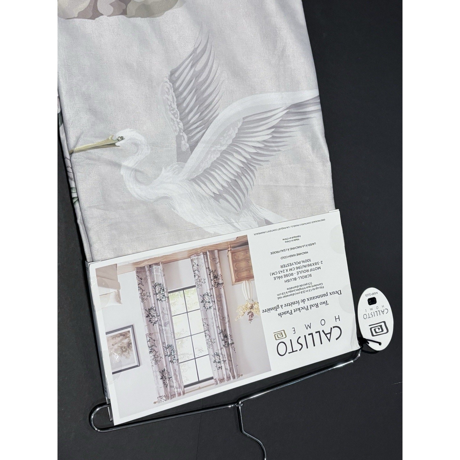Callisto Home Heron Bird Window Curtains Panels 38 X 96” Set Of 4 Panels Blush