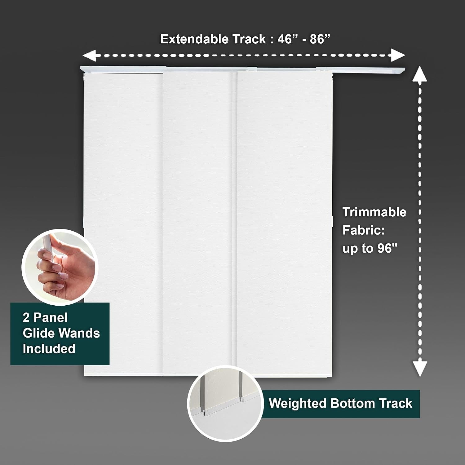 Panel Track Blinds Sliding Glass Door Adjustable Track Patio Entry Large Windows