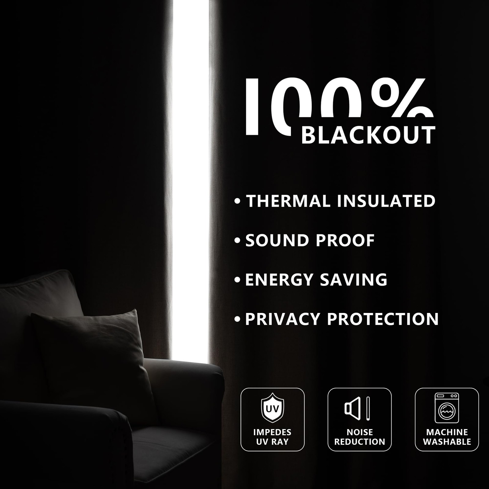 IGEMAEVE Blackout Curtains 84 Inch Length 2 Panels Set,100% Black Out Curtain…