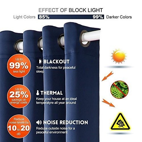 Cabal 2 Piece Polyester Eyelets (Steel) Blackout Curtains with Tie Back, Bedr…