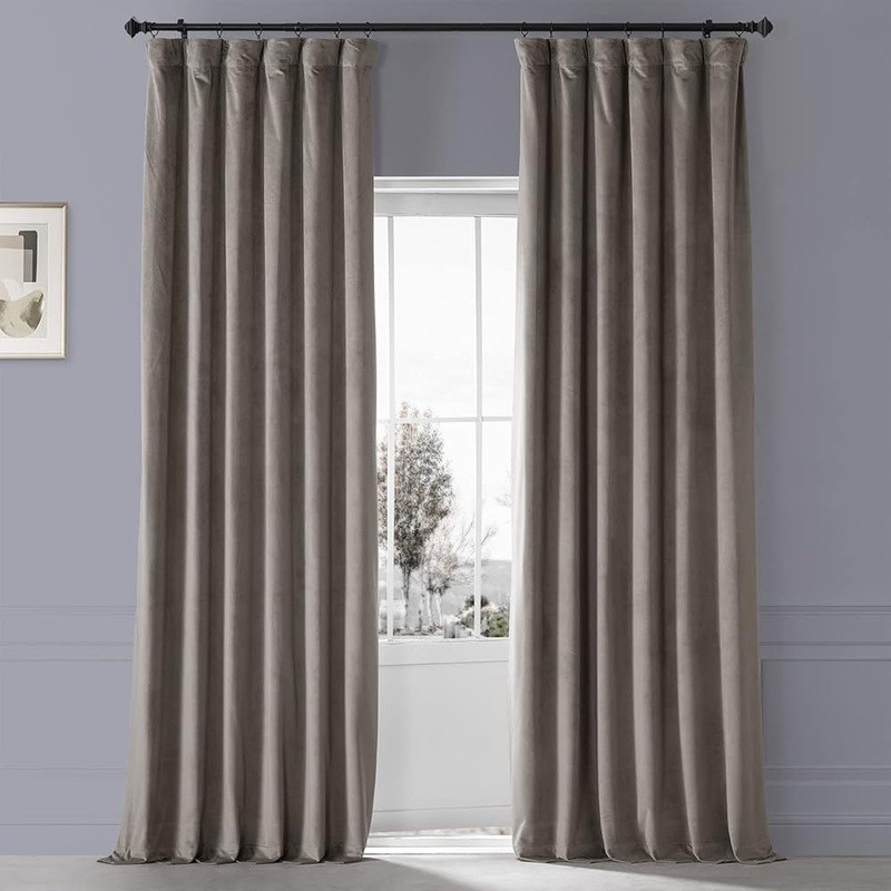 Thermal Blackout Velvet Curtain Panel Insulated Drapes 100% Polyester Heavy Duty