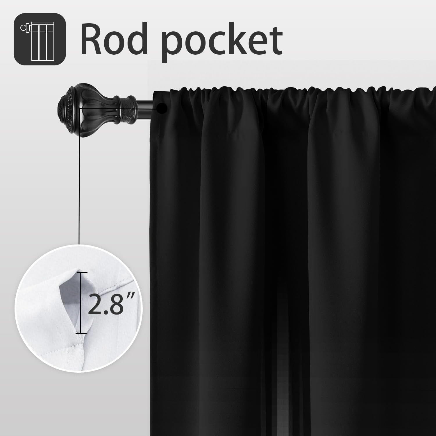 Black and White Window Curtains for Bedroom 42 X 63 Inch Rod Pocket Ombre Grey G