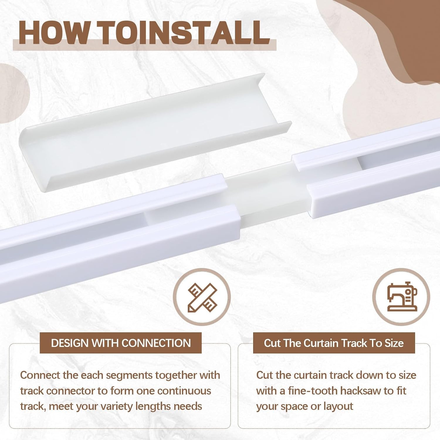 5.25 FT/63 IN Self Adhesive Ceiling Curtain Track Rail No Drill Rod Screws or