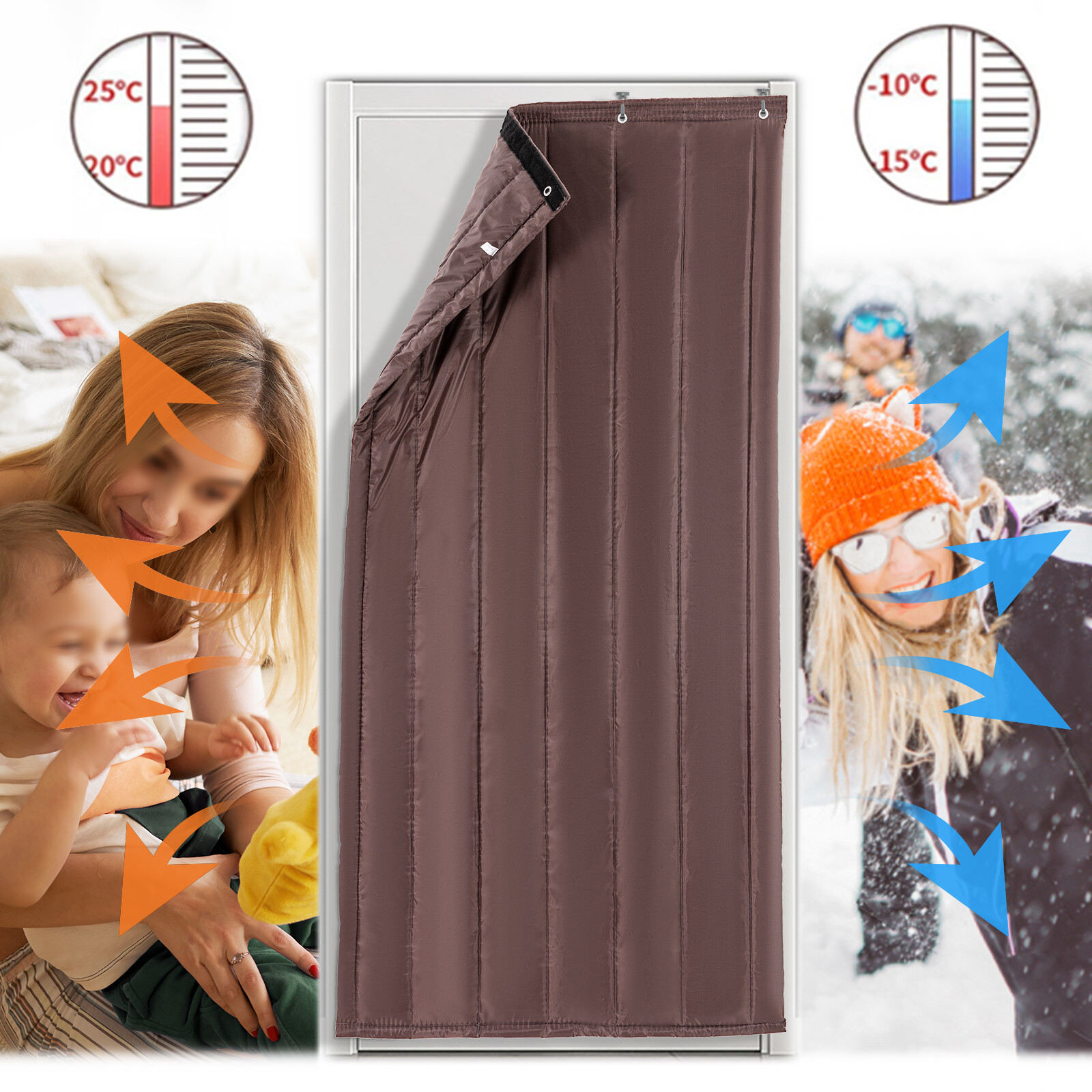 Lightweight Thermal Insulated Door Curtain 39.5″x83″ Winter Doorway Drapes Cover