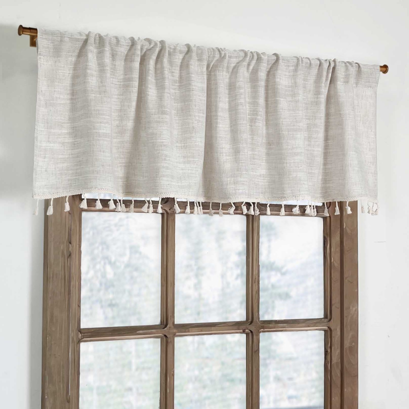 Boho Tassel Kitchen Valances for Windows Modern Farmhouse Cotton Linen Valanc…