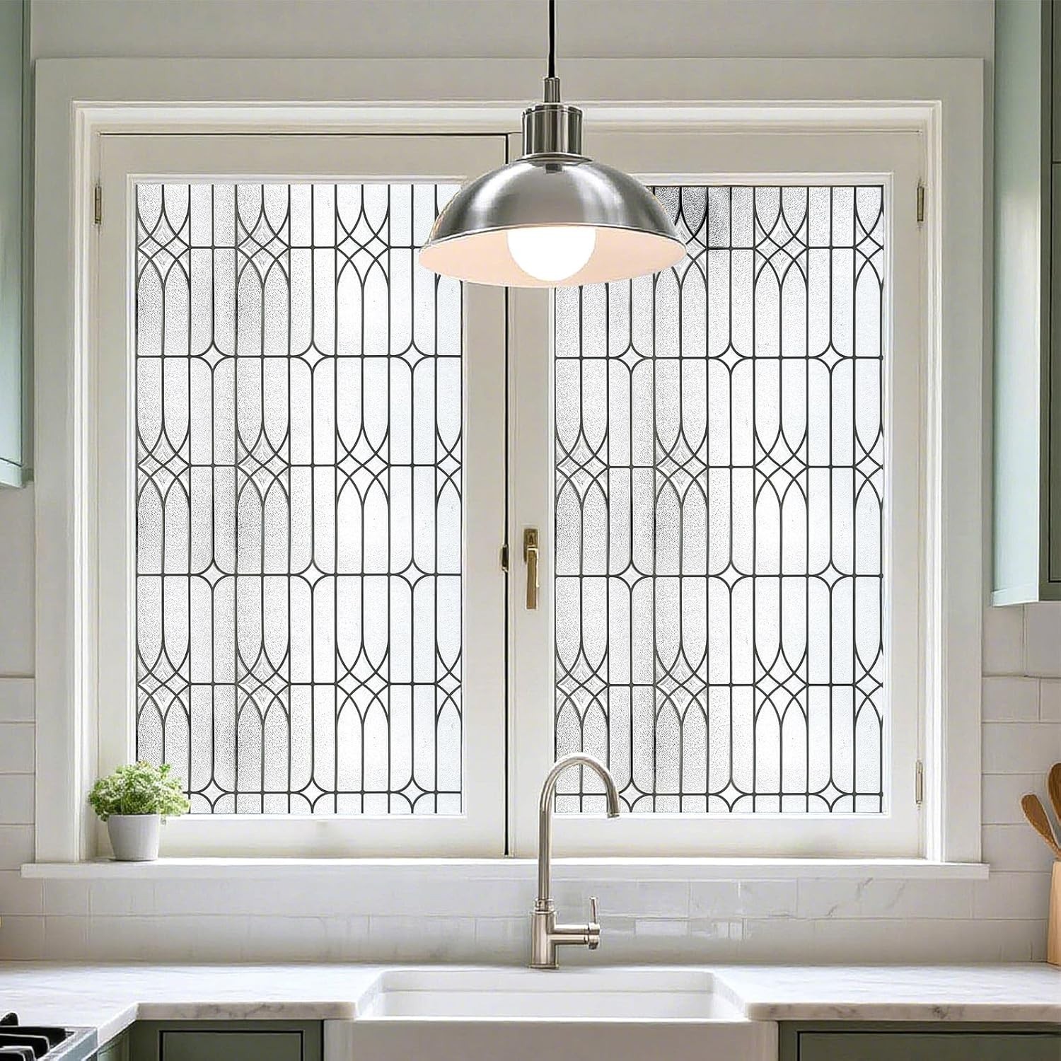Elegant Window Privacy Film – Stained Glass Effect, UV Protection, 17.3″x78.7″
