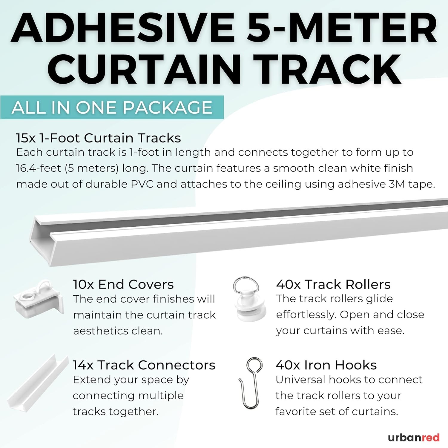 Customizable 16.4FT Adhesive Ceiling Curtain Track – Seamless & Elegant Design