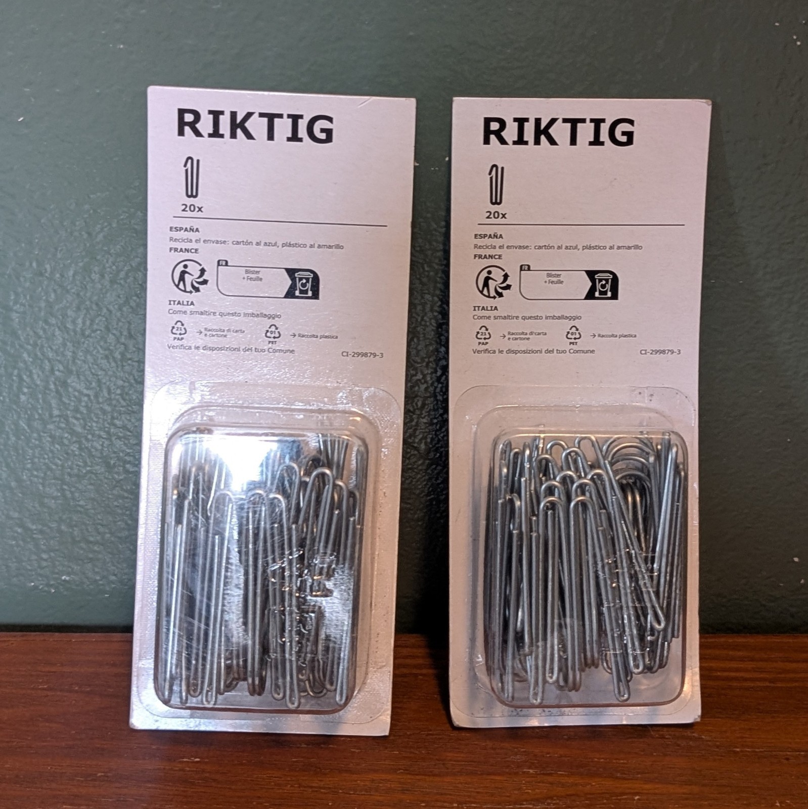 IKEA RIKTIG Curtain Hooks – 2 Packs (20 Hooks Each, 40 Total) 402.122.03 – NEW