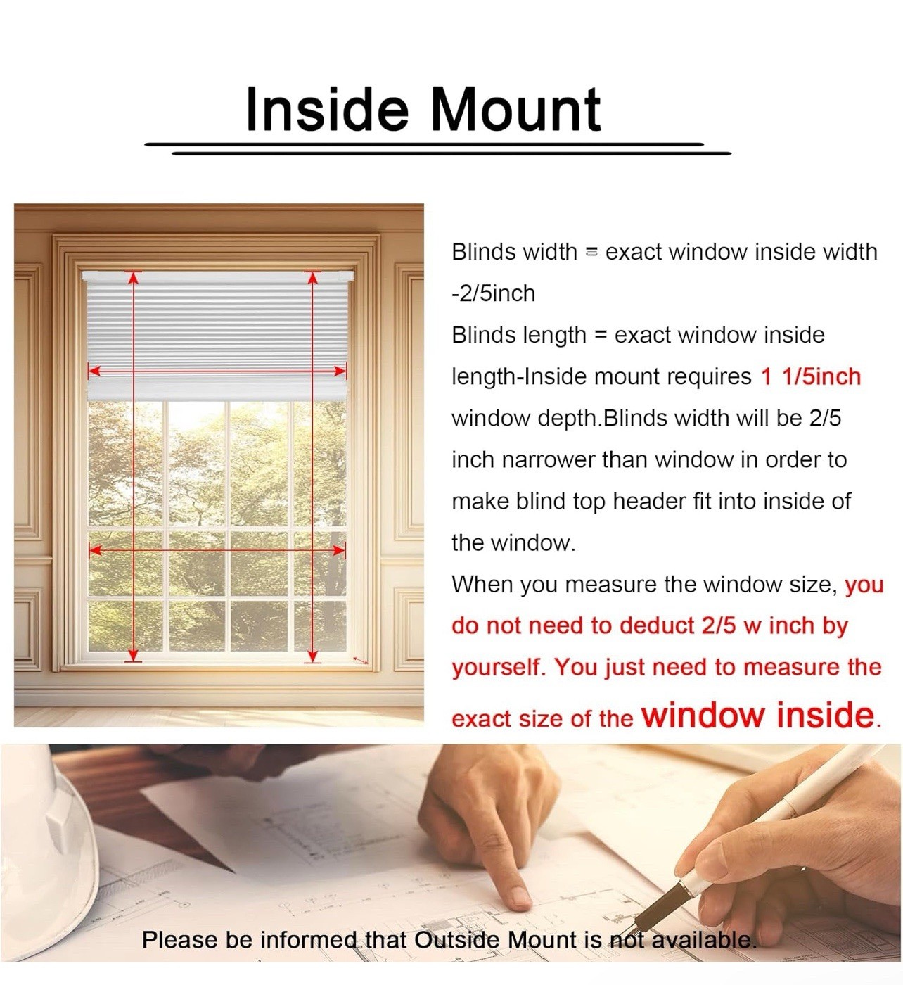 Cordless Cellular Shades,No Drill No Tools Light Filtering Honeyco 32″ W x 48″ H