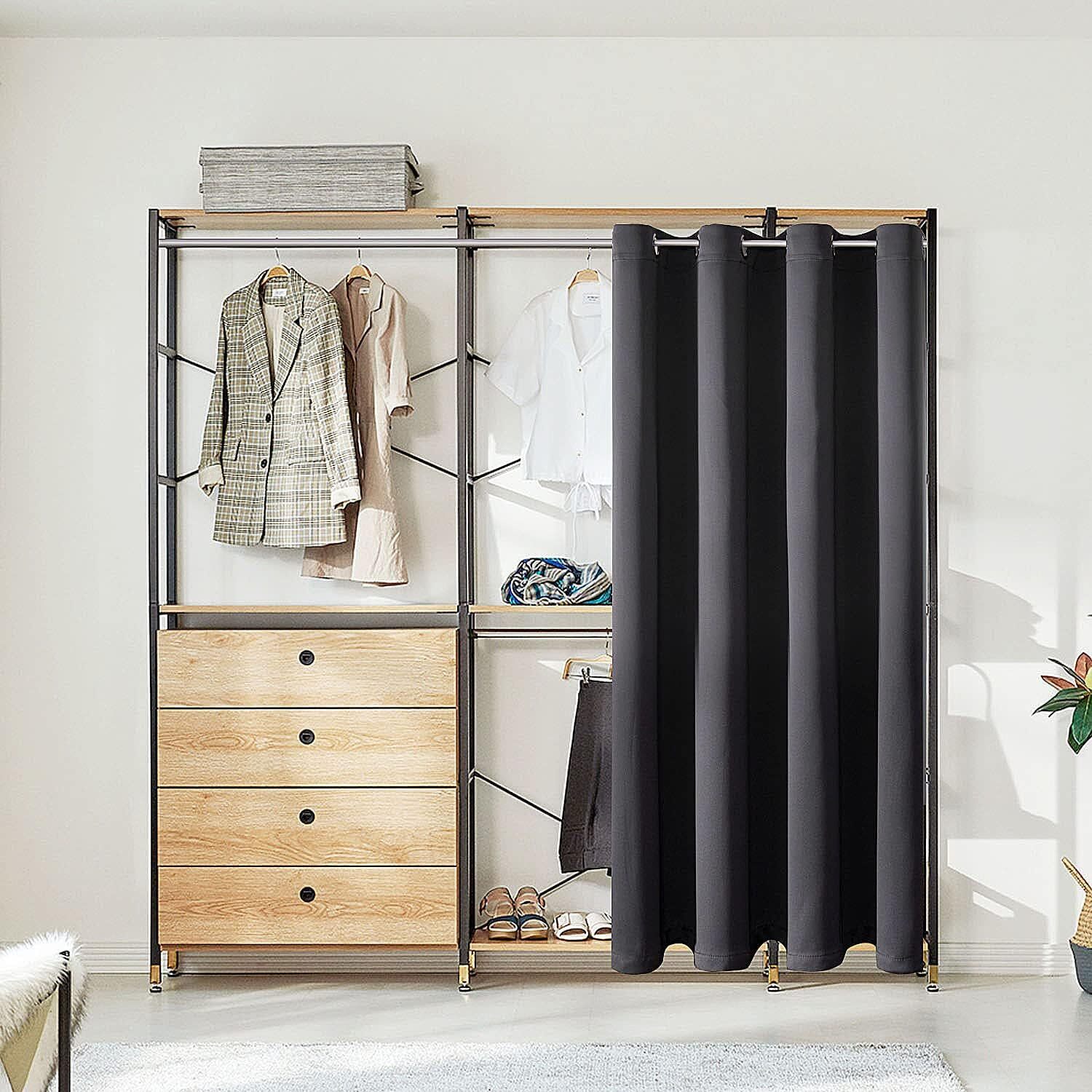 Blackout curtains, insulated temporary room divider (dark gray, 34 x 80 inches)