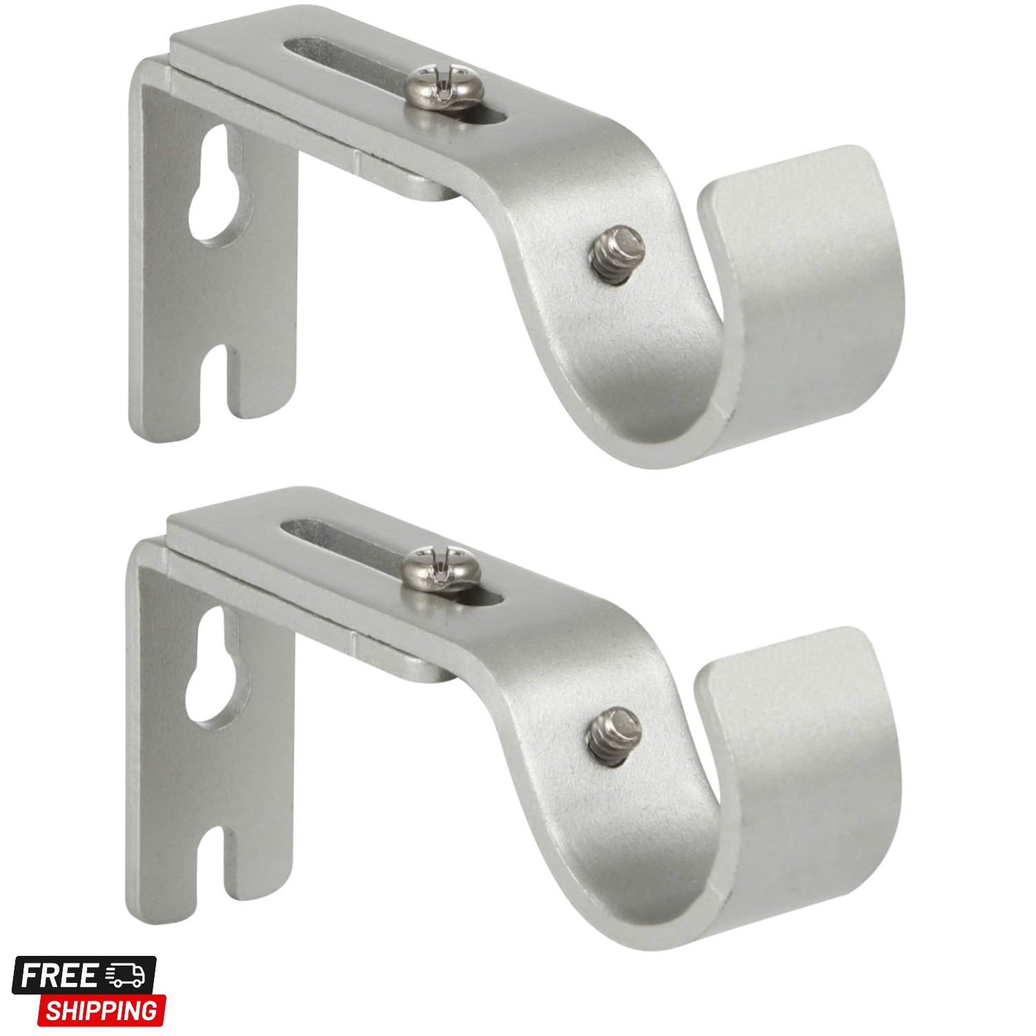 Heavy Duty Adjustable Curtain Rod Brackets Rod Holders for 1 Inch Rod, Silver…