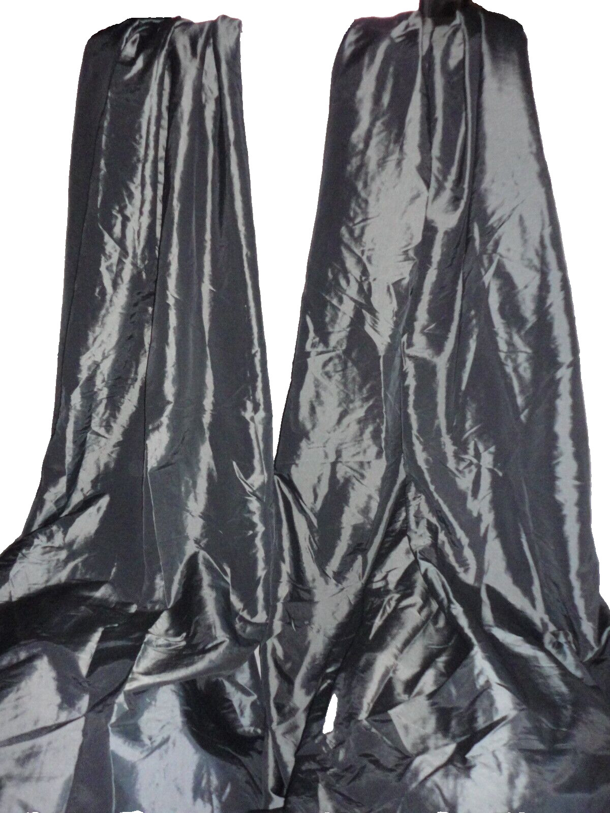 PERI GRAPHITE IRRIDESCENT FAUX SILK (2) PINCH PLEAT PANELS WINDOW CURTAIN 27X107