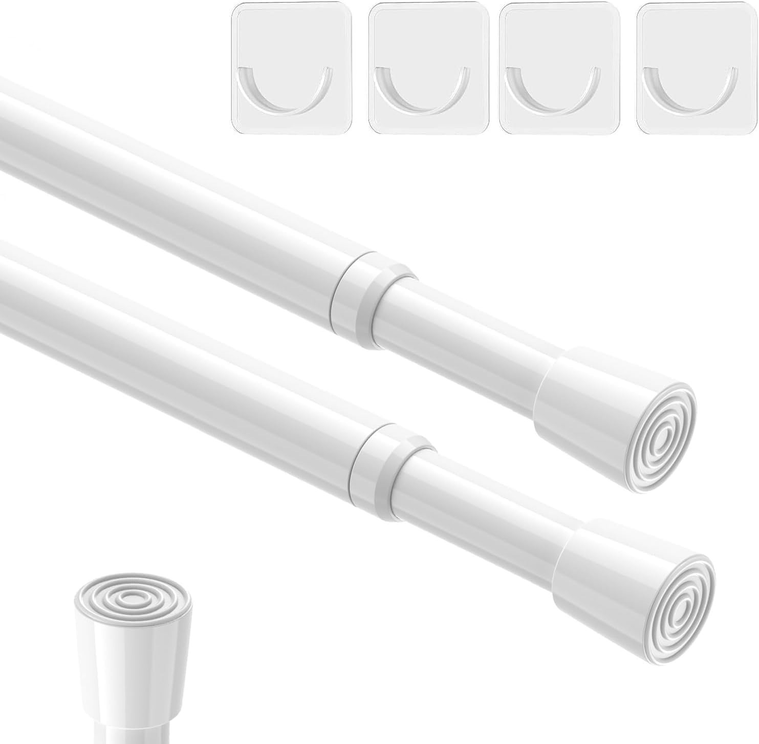 Versatile Spring Tension Rods 2Pcs Set – Adjustable 26-39 Inch, White Finish