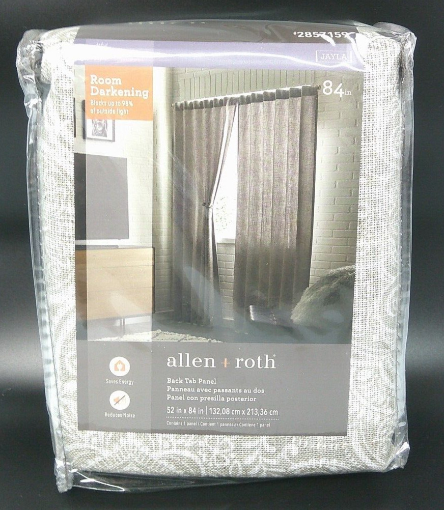 NEW Allen + Roth Jayla Taupe Back Tab Panel 52 in x 84 in Room Darkening 2857159