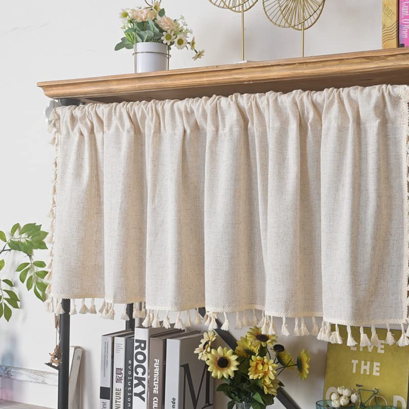 Boho Linen Valances for Windows,Kitchen Valances with 59Wx17.7L Beige
