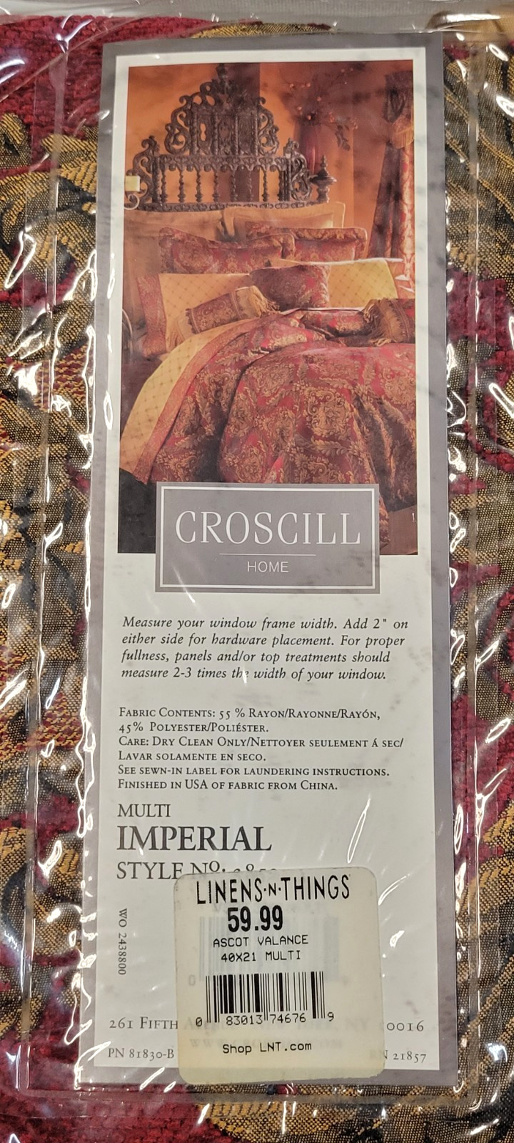 Croscill Imperial ( 1 ) Ascot Valance 40×21 Red w/ Gold Tassel PLS READ Multi