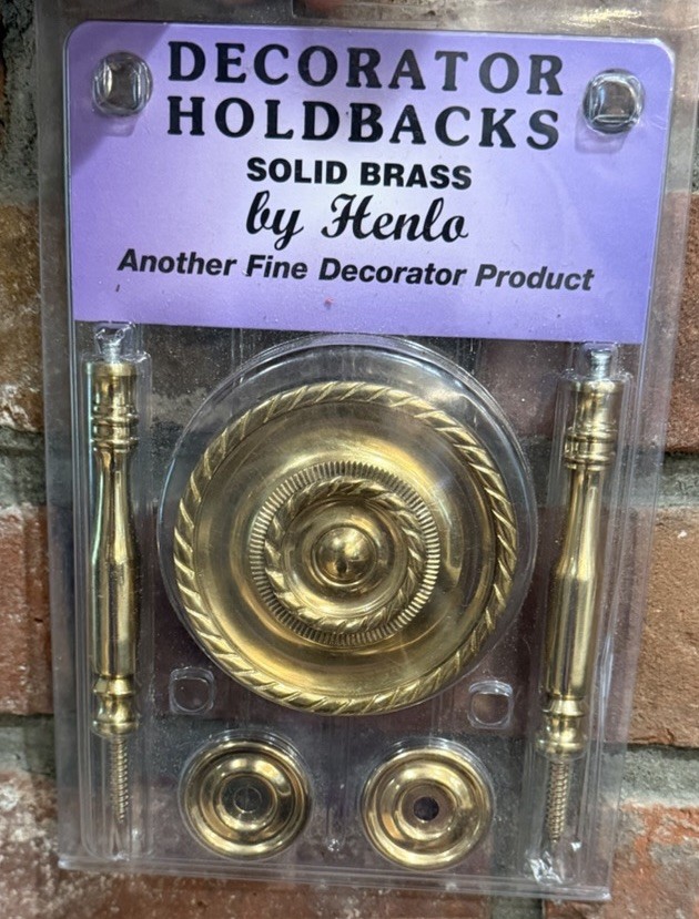 VTG Henlo Decorator Holdbacks Pair Curtain/Drape Holds Solid Brass ‘Bright Gold’