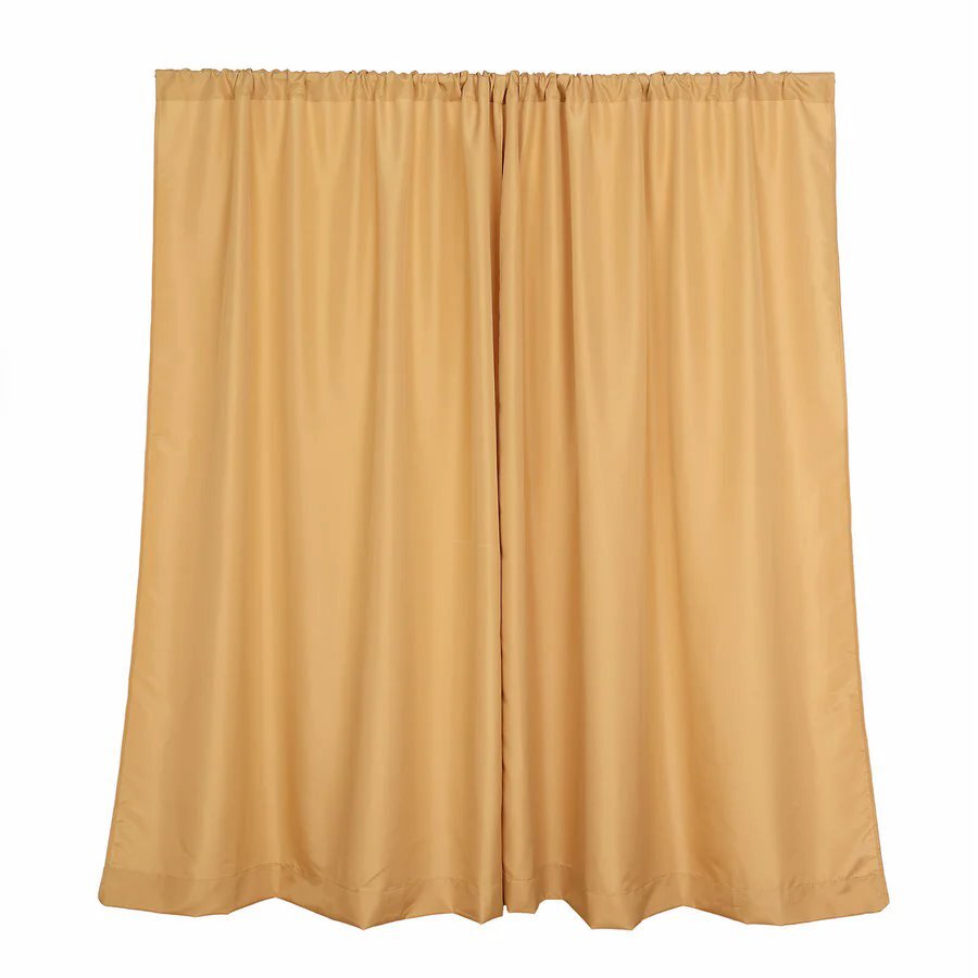 GOLD 2 Drapery Panels 8 ft Polyester Backdrop CURTAINS Rod Pockets Party Events
