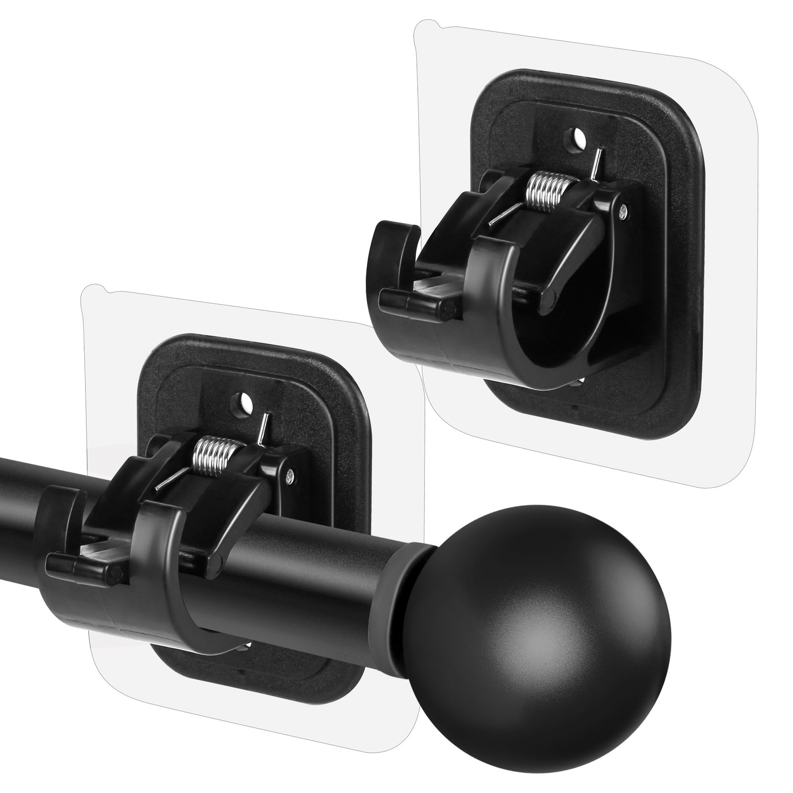 Codoule 2PCS No Drill Curtain Rod Brackets Drilling Self Adhesive 2 Black