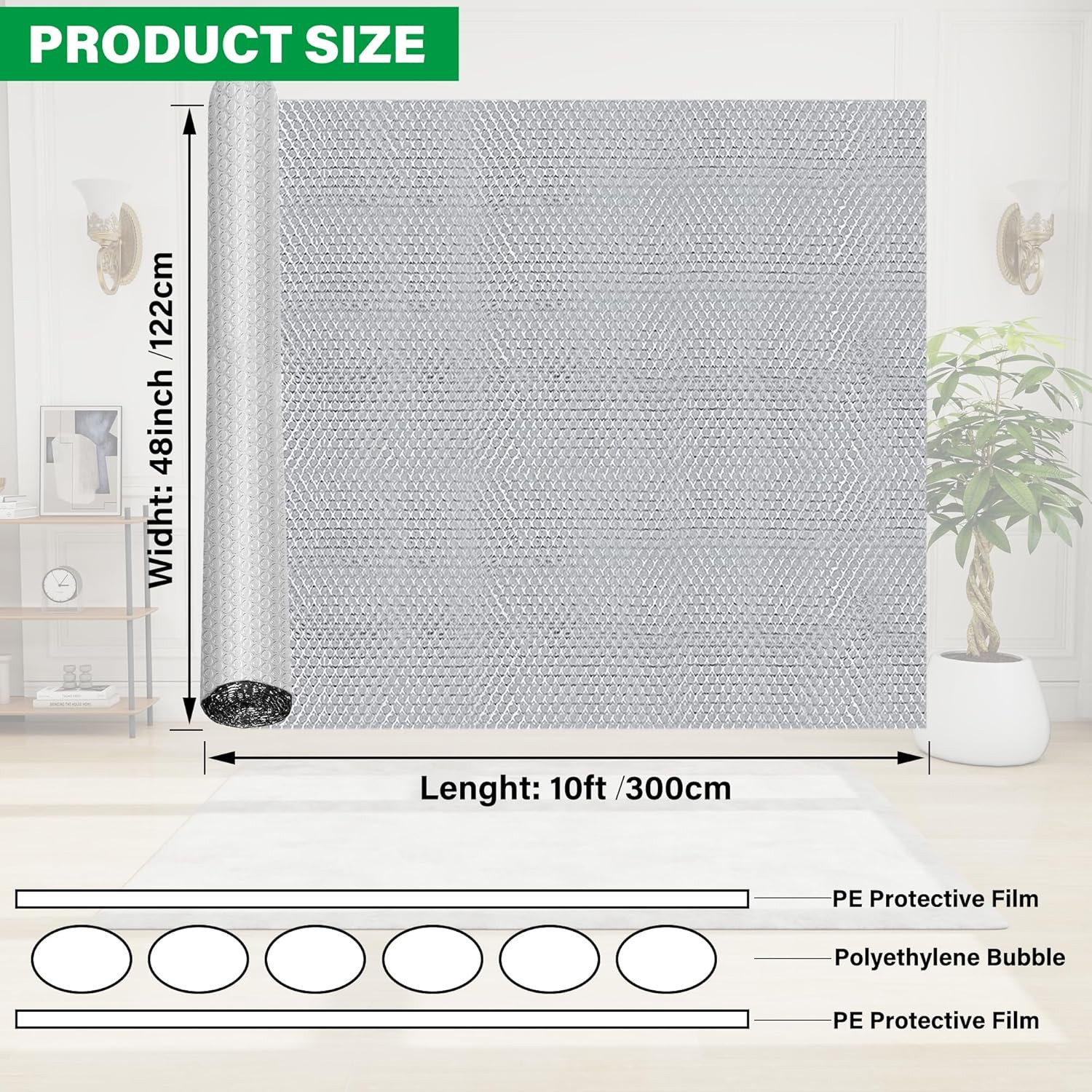 Winemana 48IN X 10FT Window Insulation Roll, Reflective Window Heat Blocker | RV