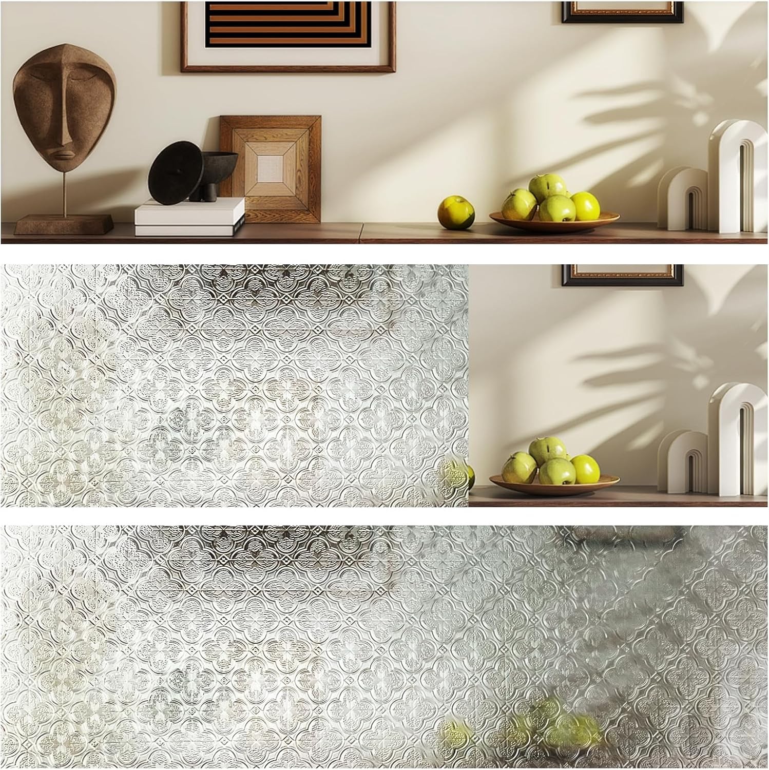 3D Stained Glass Window Film, Decorative Window Privacy Film for Bathroom,Front