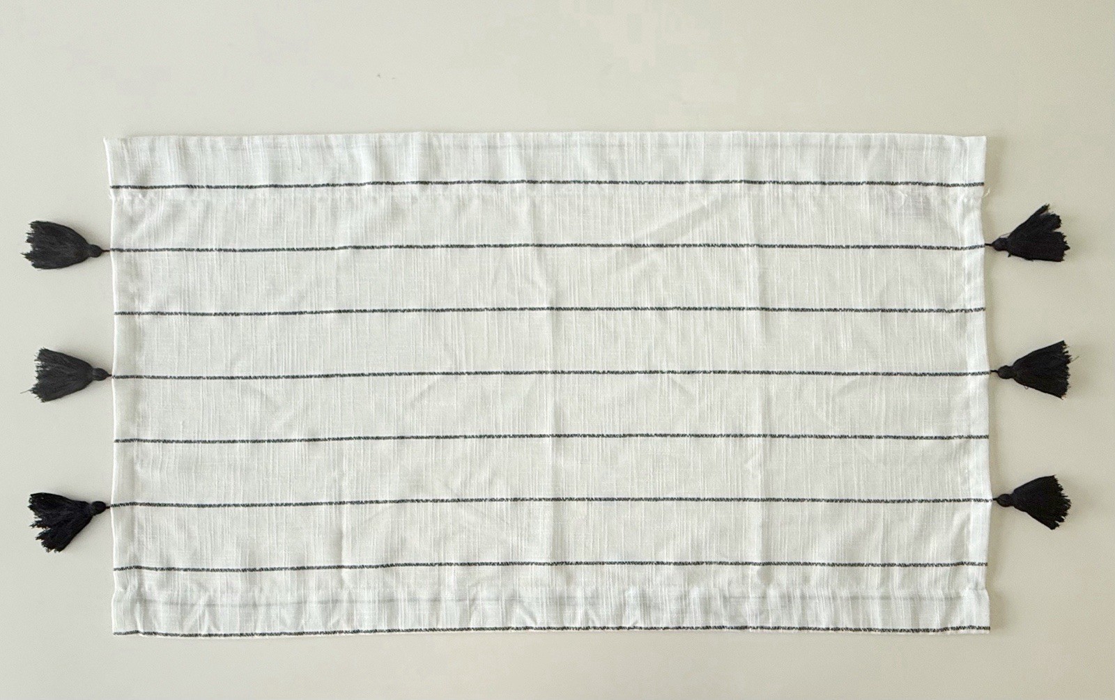 OPALHOUSE Tassel Curtain Drapes Black White Stripe : 24″H 42″W – Set Of 4 Panels