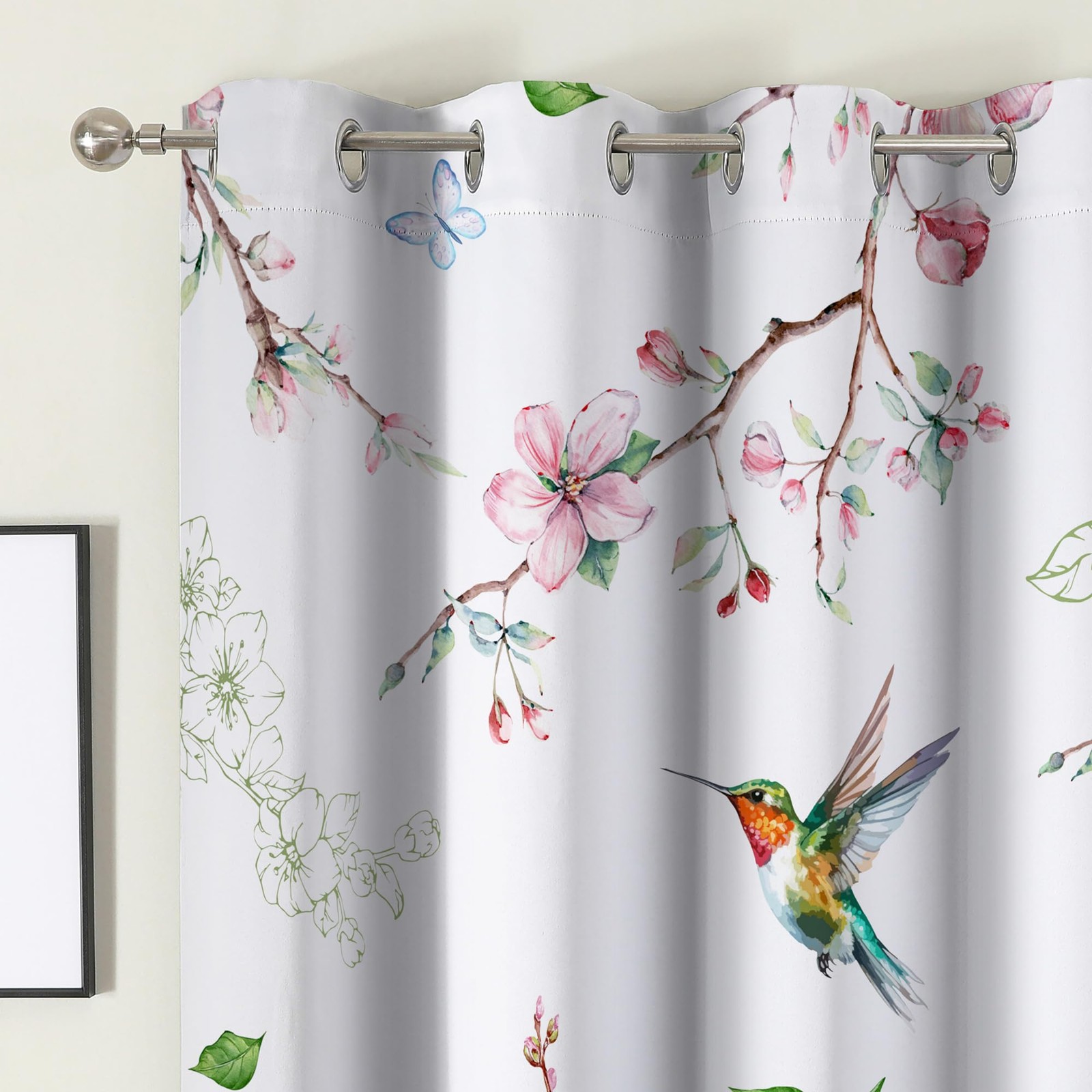cusugbaso Floral Curtains, Blackout Curtains 84 Inch Length 2 Panels Set, Spr…