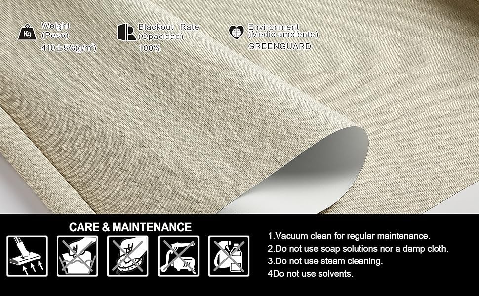 Clearance Beige Free-Stop Cordless 100% Blackout Roller Shades for Window Blinds