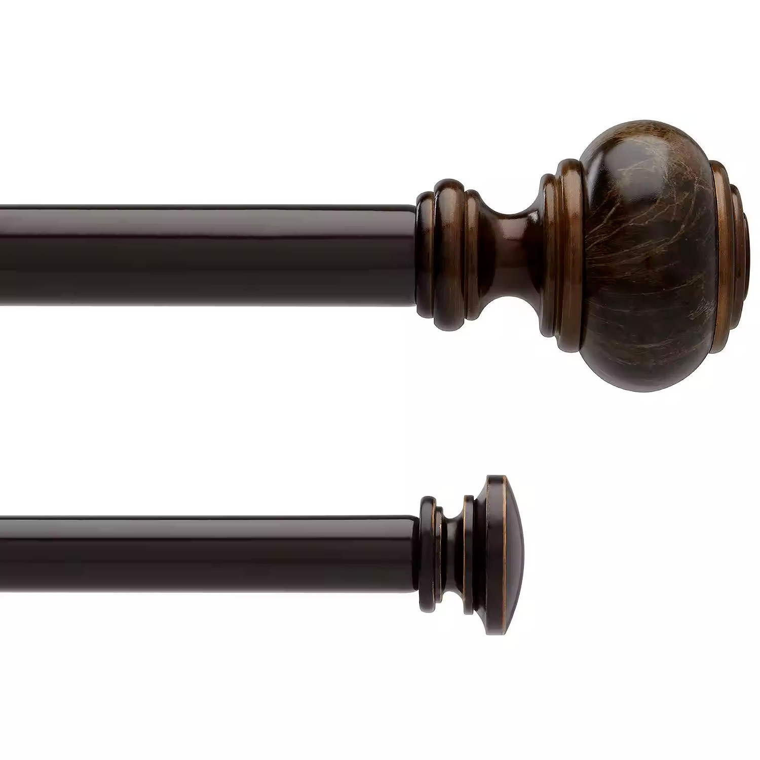 72-144 in Liz Claiborne Marble Knob Double Adjustable Curtain Rod – Warm Bronze