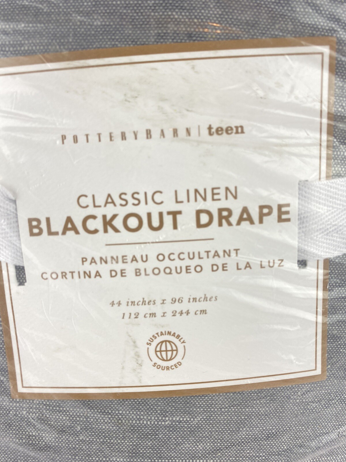 Pottery Barn Teen Classic Linen Blackout Drape Dark Charcoal Open Box 44 x 96