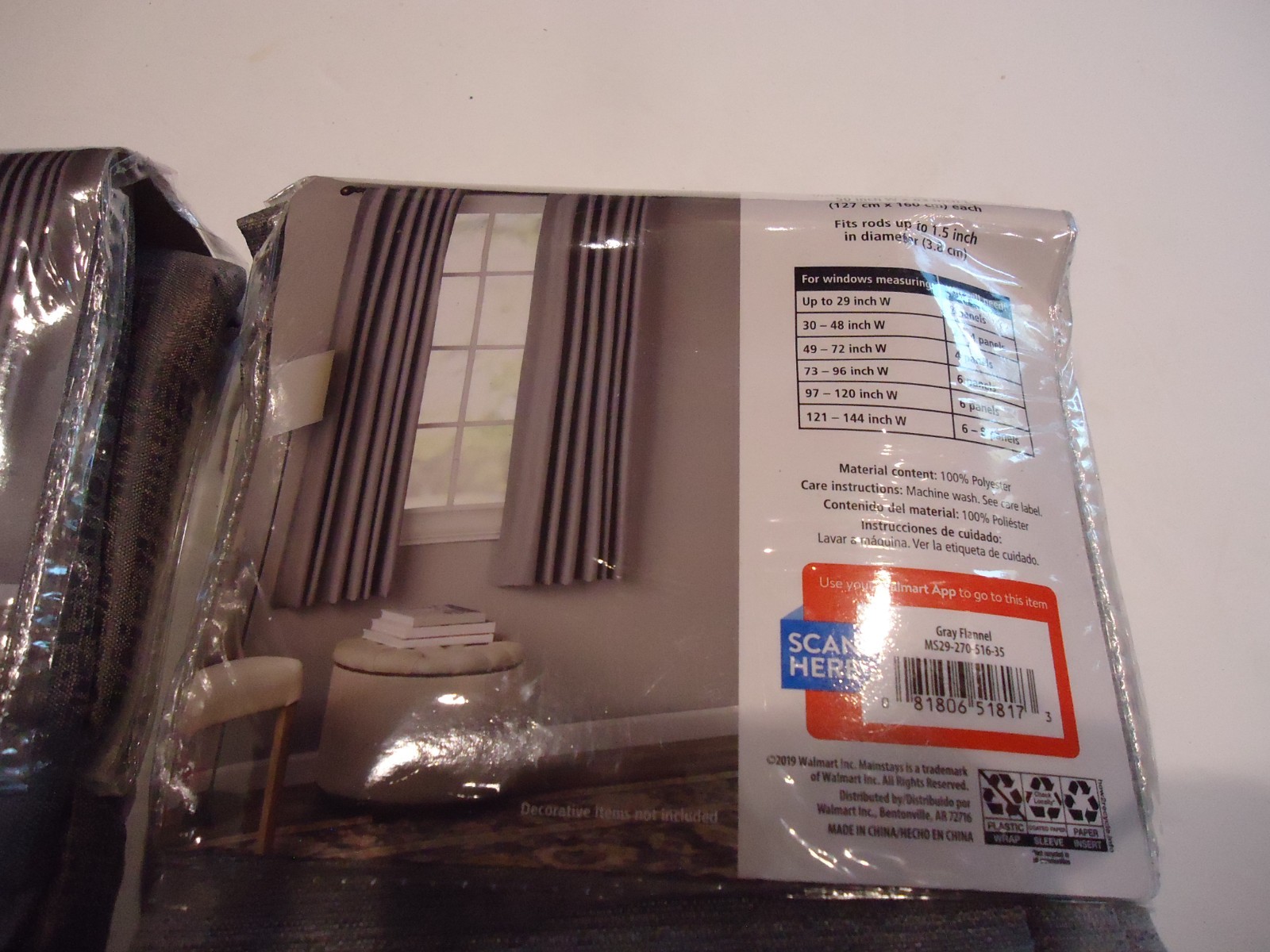 Lot of (2) Mainstays Solid Gray Blackout Curtain 63″Hx 50″W Panels