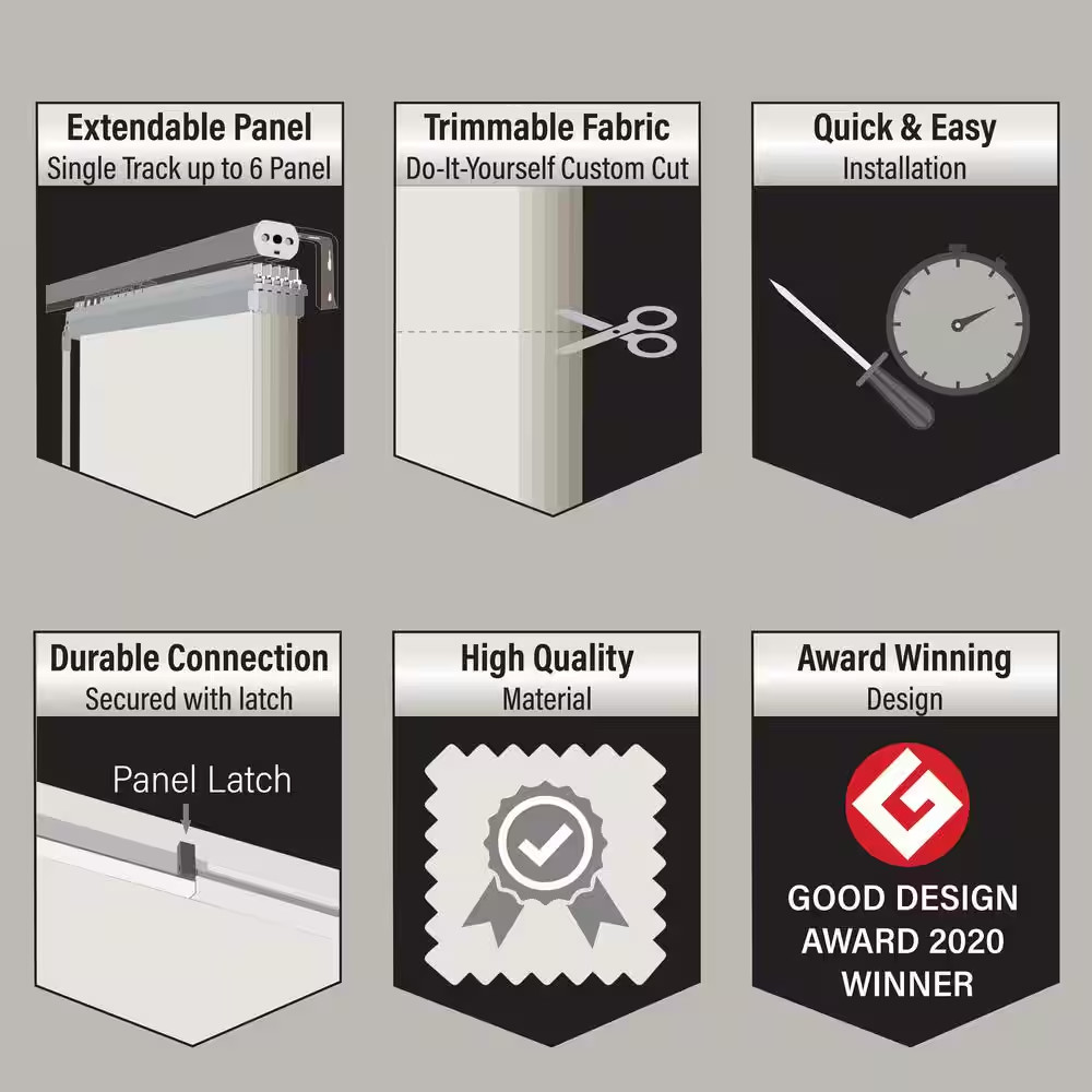 Granite Gray 48 In. – 88 In. W X 94 In. L Adjustable 4- Panel White Single Rail