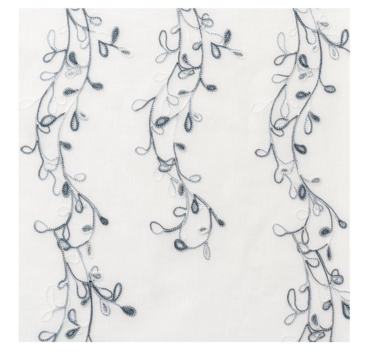Sheer Curtains Embroidered Floral Vine, 52″W x 96″L (Pack of 2) Blue