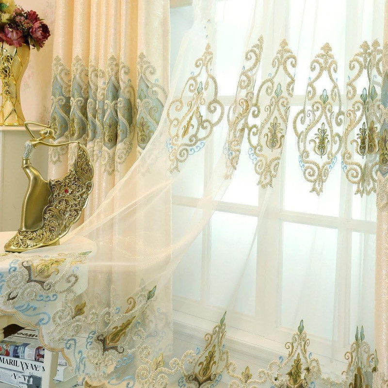 Myru 1 Pair European Style Living Room Curtains Luxury Tulle Curtains Sheer