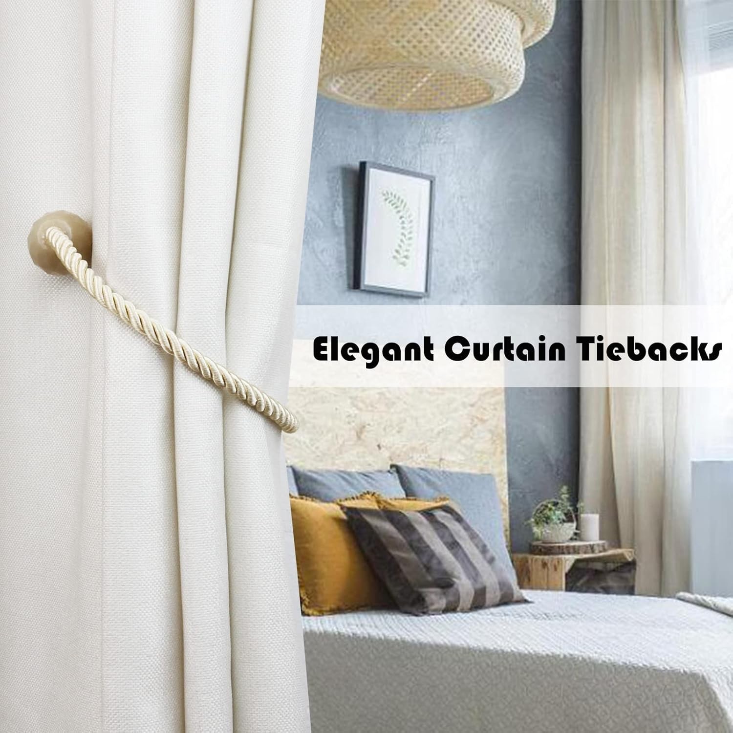 Strong Magnetic Curtain Tiebacks Beige 2 Pack Decorative Tie Backs Outdoor Cu…