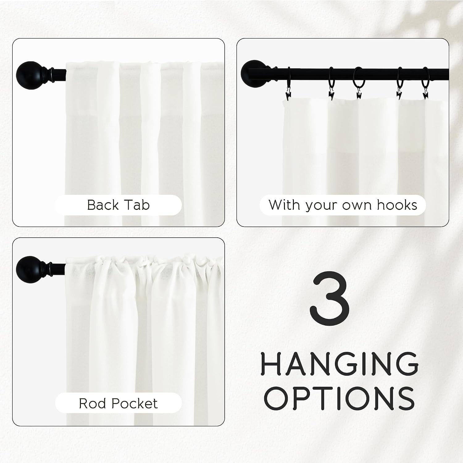 Wide Compatibility Ivory Sheer Curtains, 84″ Faux Linen – Perfect for Any Room