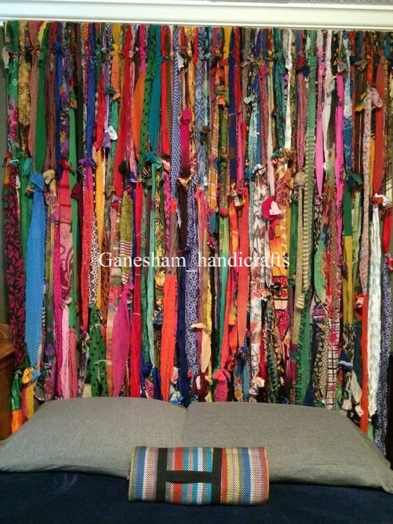 50 Strands, Bohemian gypsy rag Window Bohemian Valance Indian Backdrop curtains
