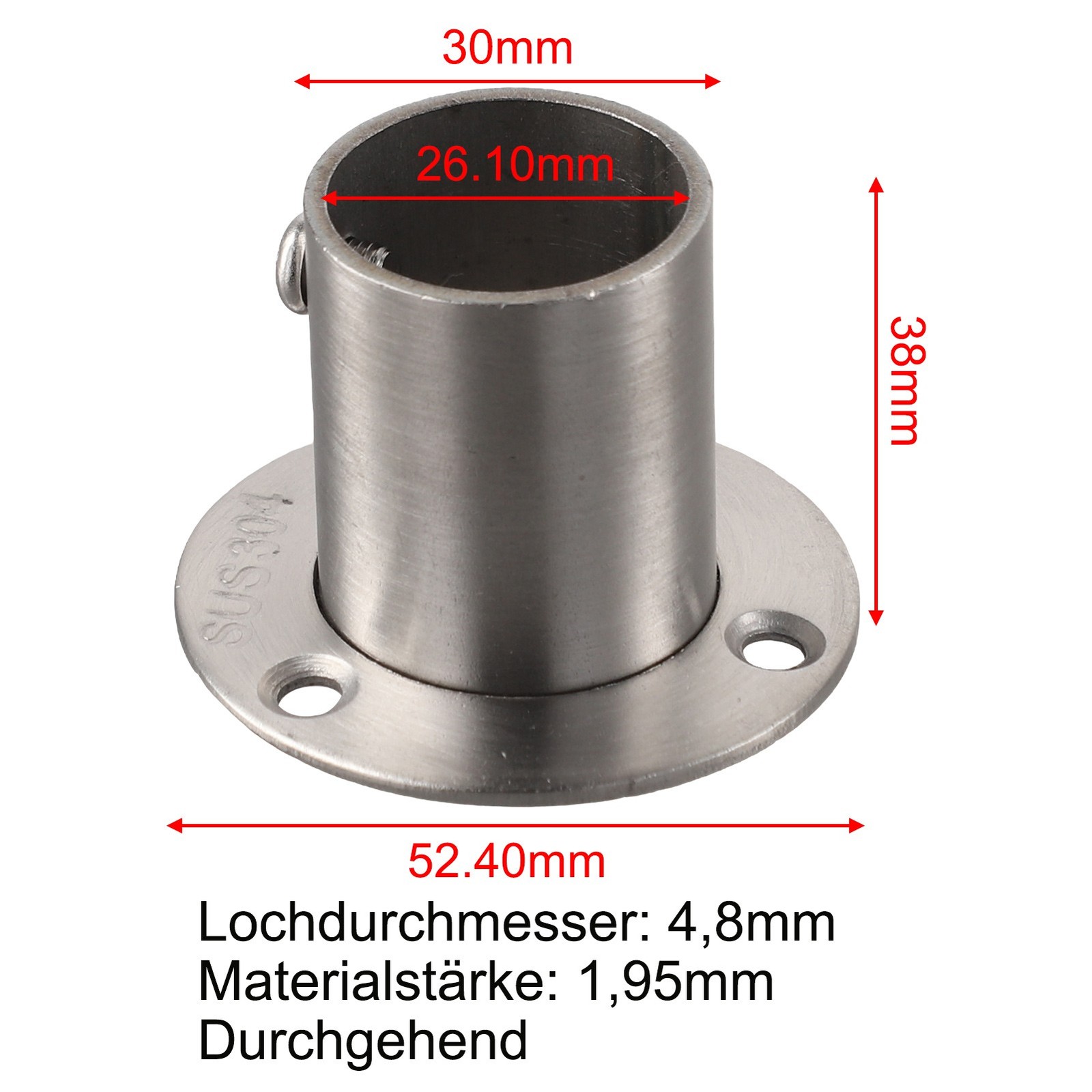 Wall Flange for Round Tubes Made from Thickened Stainless Steel