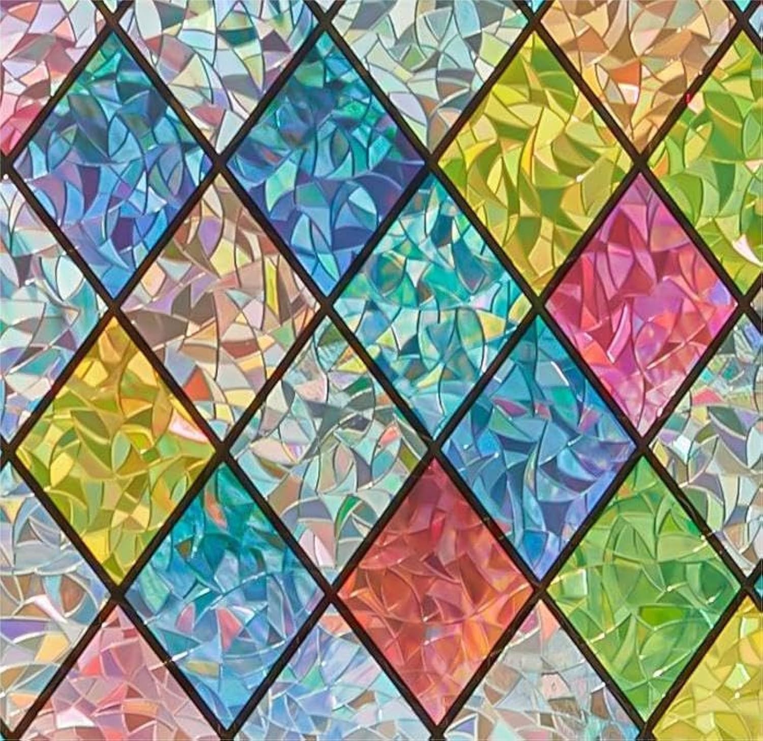 Rainbow Window Privacy Film – 3D Static Cling Stained Glass Window Film for Home