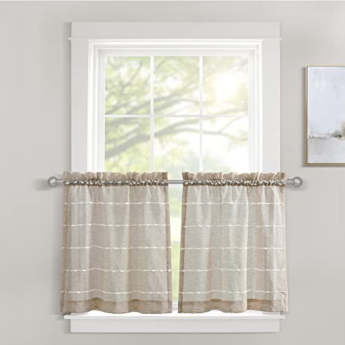Farmhouse Textured Sheer Kitchen Window 20″W x 13″L (Pack of 2) Neutral
